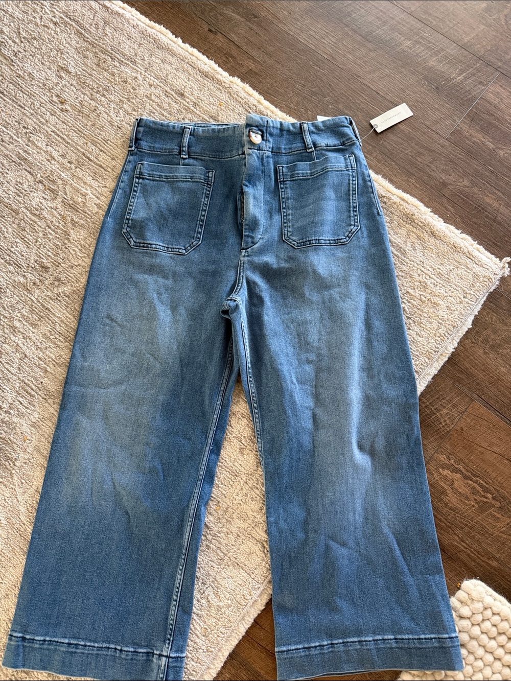 Anthropologie Men's Relaxed Wide-Leg Jeans in Light Blue Denim